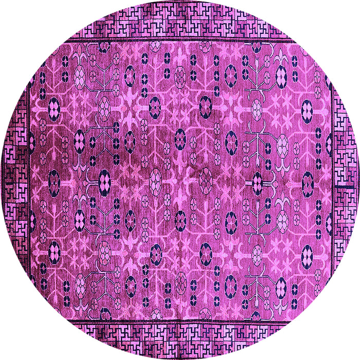 Round Machine Washable Oriental Purple Industrial Area Rugs, wshurb3075pur