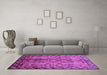 Machine Washable Oriental Purple Industrial Area Rugs in a Living Room, wshurb3075pur