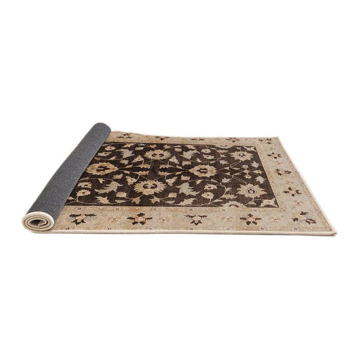 Sideview of Mid-Century Modern Sangria Brown Oriental Rug, urb3076