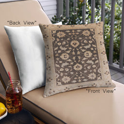 Front View of Mid-Century Modern Urban Square Sangria Brown Throw Pillow, 18 inch by 18 inch, pwurb3076