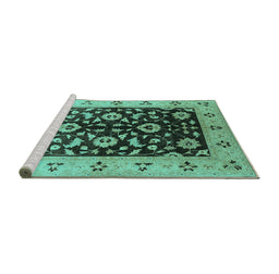 Sideview of Machine Washable Oriental Turquoise Industrial Area Rugs, wshurb3076turq