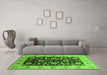 Machine Washable Oriental Green Industrial Area Rugs in a Living Room,, wshurb3076grn