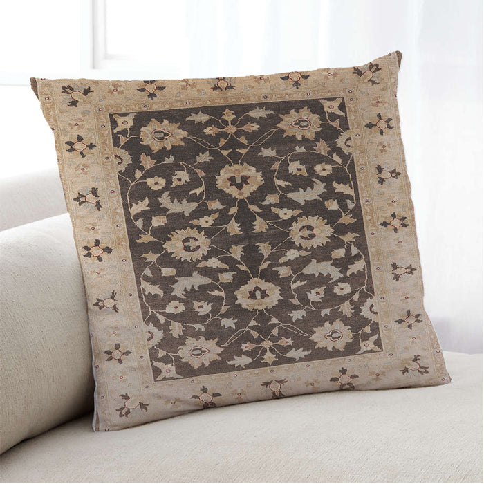 Lifestyle Image of Mid-Century Modern Urban Square Sangria Brown Throw Pillow, 18 inch by 18 inch, pwurb3076
