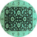 Round Oriental Turquoise Industrial Rug, urb3076turq