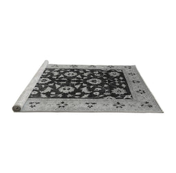 Sideview of Machine Washable Oriental Gray Industrial Rug, wshurb3076gry