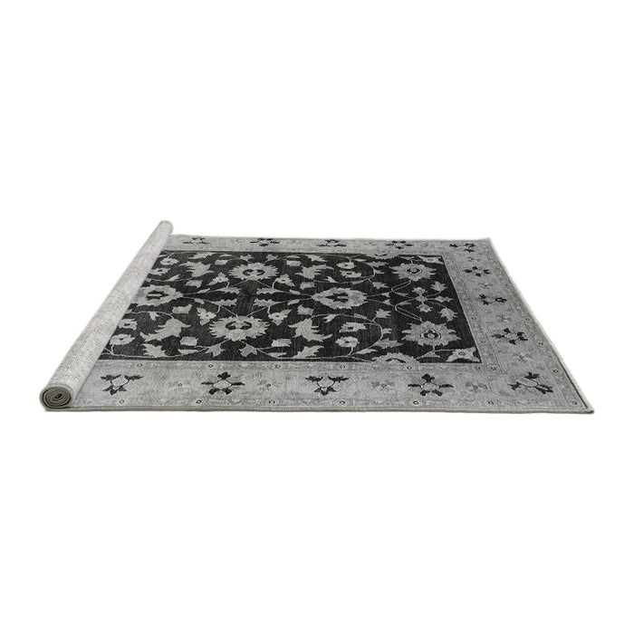 Sideview of Machine Washable Oriental Gray Industrial Rug, wshurb3076gry
