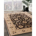 Mid-Century Modern Sangria Brown Oriental Rug in Family Room, urb3076