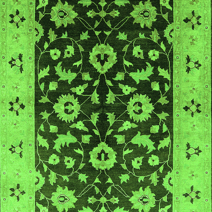 Machine Washable Oriental Green Industrial Area Rugs, wshurb3076grn