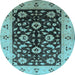 Round Oriental Light Blue Industrial Rug, urb3076lblu