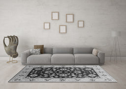 Machine Washable Oriental Gray Industrial Rug in a Living Room,, wshurb3076gry