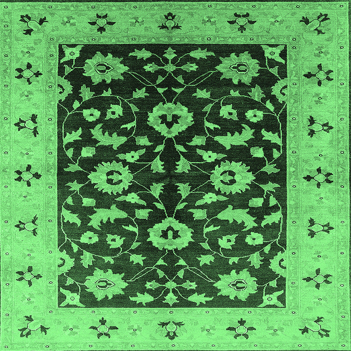 Square Oriental Emerald Green Industrial Rug, urb3076emgrn