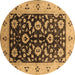 Round Oriental Brown Industrial Rug, urb3076brn