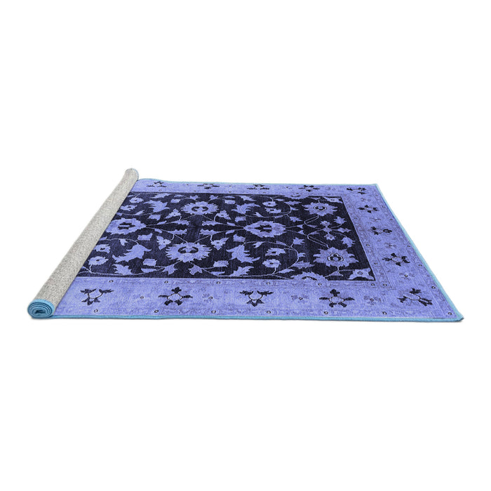 Sideview of Machine Washable Oriental Blue Industrial Rug, wshurb3076blu