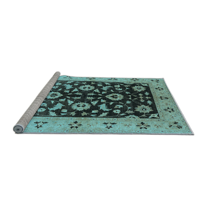 Sideview of Machine Washable Oriental Light Blue Industrial Rug, wshurb3076lblu