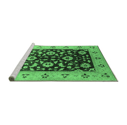 Sideview of Machine Washable Oriental Emerald Green Industrial Area Rugs, wshurb3076emgrn