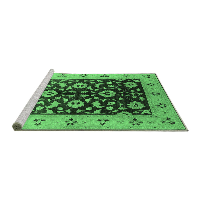Sideview of Machine Washable Oriental Emerald Green Industrial Area Rugs, wshurb3076emgrn