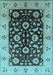 Machine Washable Oriental Light Blue Industrial Rug, wshurb3076lblu