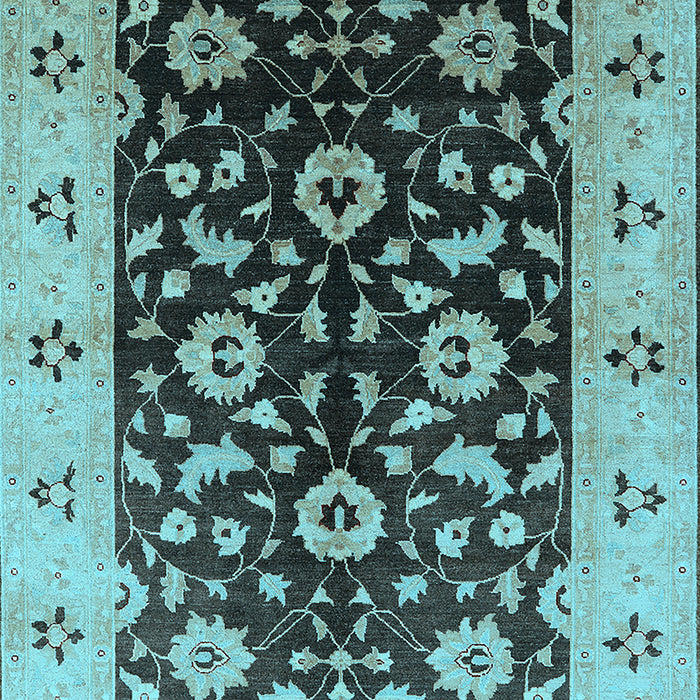 Machine Washable Oriental Light Blue Industrial Rug, wshurb3076lblu