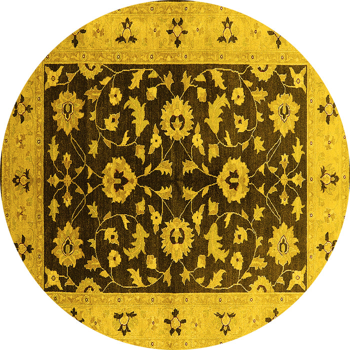 Round Oriental Yellow Industrial Rug, urb3076yw