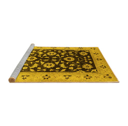 Sideview of Machine Washable Oriental Yellow Industrial Rug, wshurb3076yw