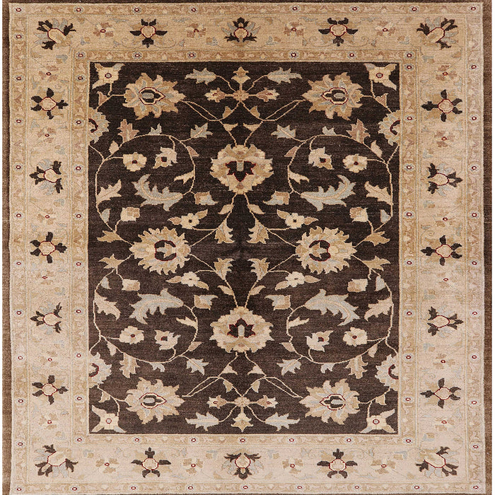 Square Mid-Century Modern Sangria Brown Oriental Rug, urb3076