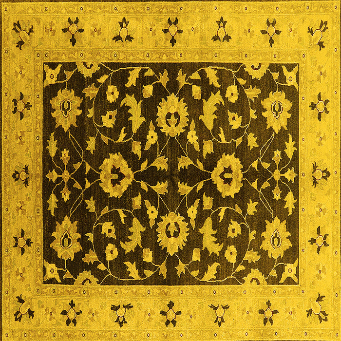 Square Machine Washable Oriental Yellow Industrial Rug, wshurb3076yw