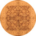 Round Machine Washable Oriental Orange Industrial Area Rugs, wshurb3077org