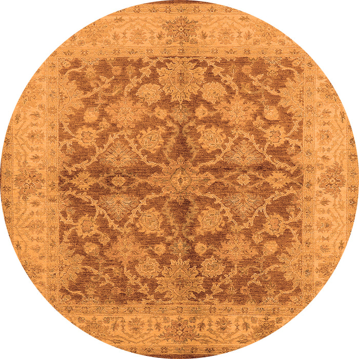 Round Oriental Orange Industrial Rug, urb3077org