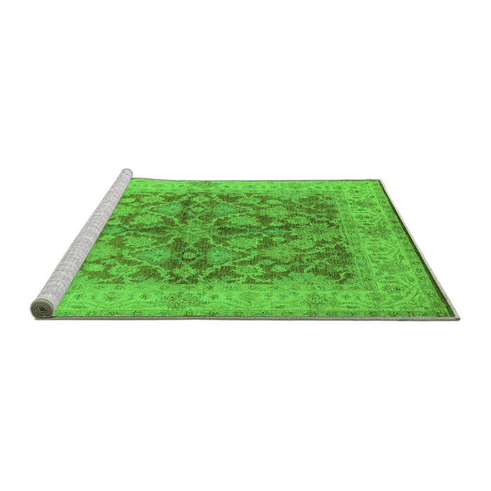Sideview of Machine Washable Oriental Green Industrial Area Rugs, wshurb3077grn