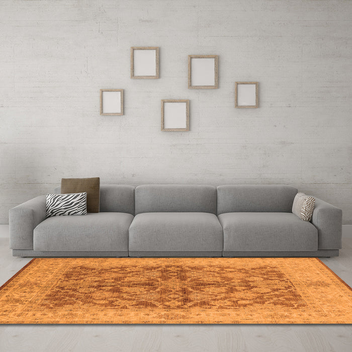 Machine Washable Oriental Orange Industrial Area Rugs in a Living Room, wshurb3077org