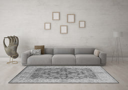 Machine Washable Oriental Gray Industrial Rug in a Living Room,, wshurb3077gry