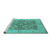 Sideview of Machine Washable Oriental Turquoise Industrial Area Rugs, wshurb3077turq