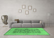 Machine Washable Oriental Emerald Green Industrial Area Rugs in a Living Room,, wshurb3077emgrn