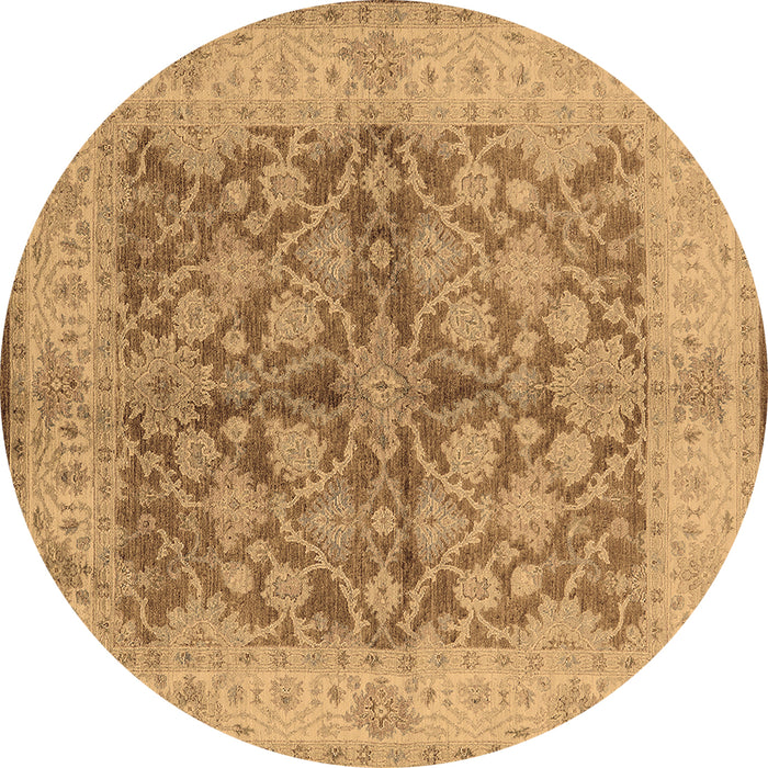 Round Machine Washable Oriental Brown Industrial Rug, wshurb3077brn