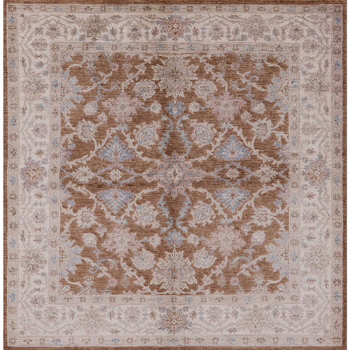 Square Mid-Century Modern Silver Pink Oriental Rug, urb3077