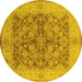 Round Oriental Yellow Industrial Rug, urb3077yw