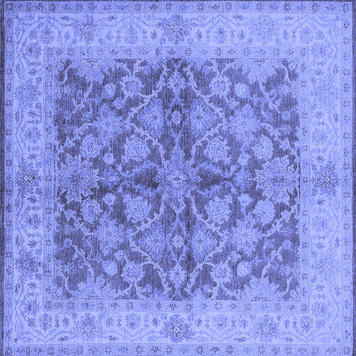 Square Machine Washable Oriental Blue Industrial Rug, wshurb3077blu