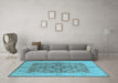 Machine Washable Oriental Light Blue Industrial Rug in a Living Room, wshurb3077lblu