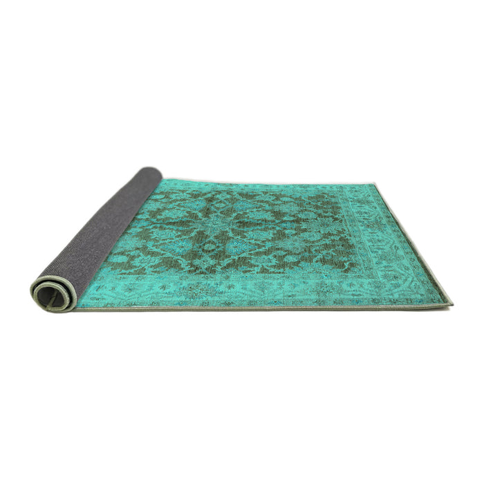 Sideview of Oriental Turquoise Industrial Rug, urb3077turq
