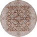 Round Mid-Century Modern Silver Pink Oriental Rug, urb3077