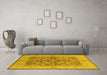 Machine Washable Oriental Yellow Industrial Rug in a Living Room, wshurb3077yw