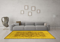 Machine Washable Oriental Yellow Industrial Rug, wshurb3077yw