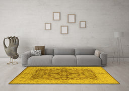 Machine Washable Oriental Yellow Industrial Rug in a Living Room, wshurb3077yw