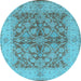 Round Oriental Light Blue Industrial Rug, urb3077lblu