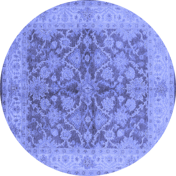 Round Oriental Blue Industrial Rug, urb3077blu