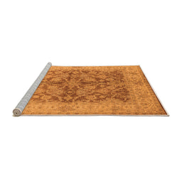Sideview of Machine Washable Oriental Orange Industrial Area Rugs, wshurb3077org