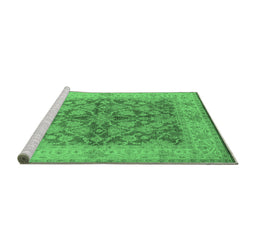 Sideview of Machine Washable Oriental Emerald Green Industrial Area Rugs, wshurb3077emgrn
