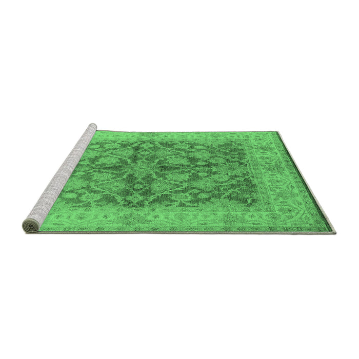 Sideview of Machine Washable Oriental Emerald Green Industrial Area Rugs, wshurb3077emgrn