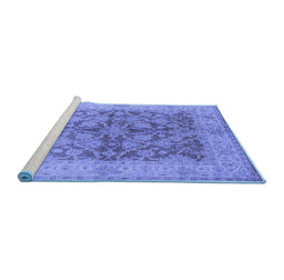 Sideview of Machine Washable Oriental Blue Industrial Rug, wshurb3077blu