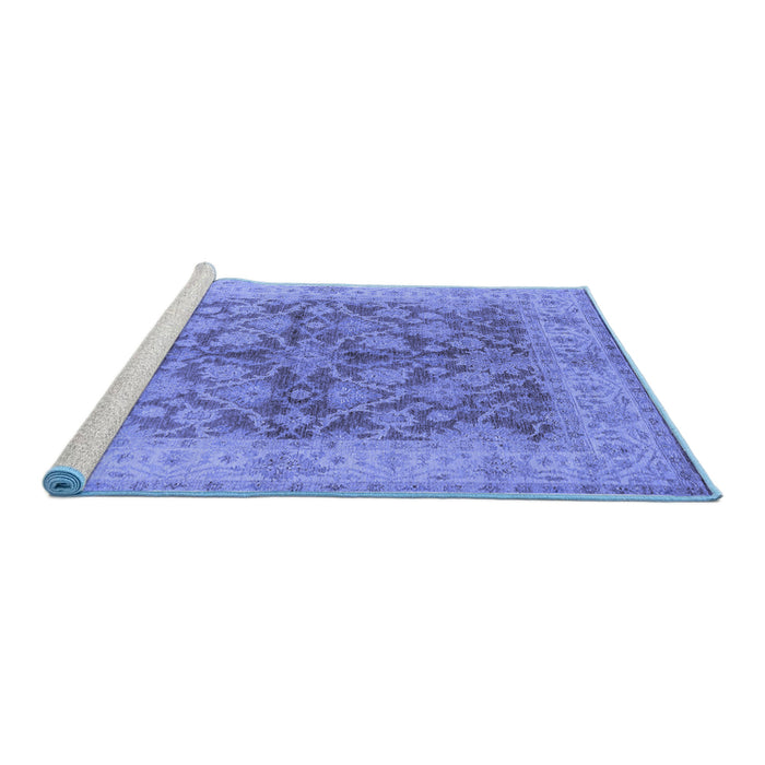 Sideview of Machine Washable Oriental Blue Industrial Rug, wshurb3077blu
